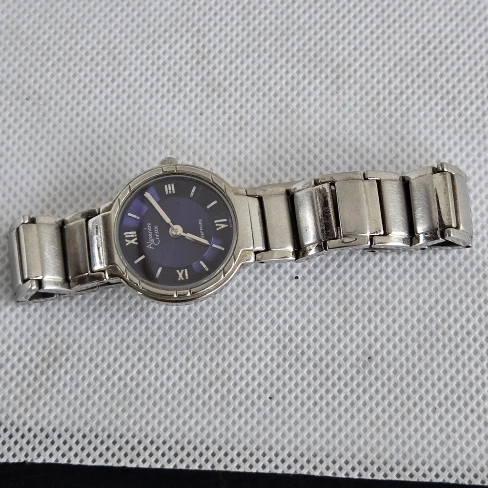 Alexandre Christie 8053L Watch Womens Silver Blue Dial Sapphire 5.5